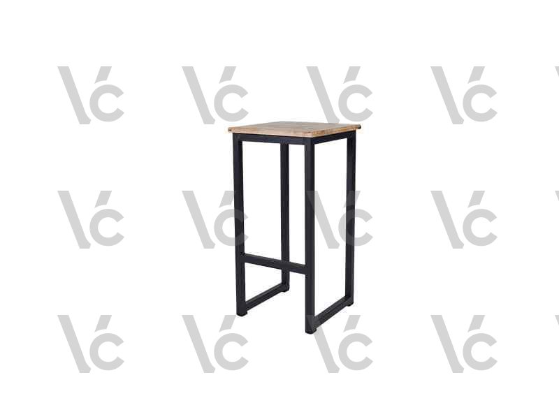 Wood Bar Stool - Black Chrome