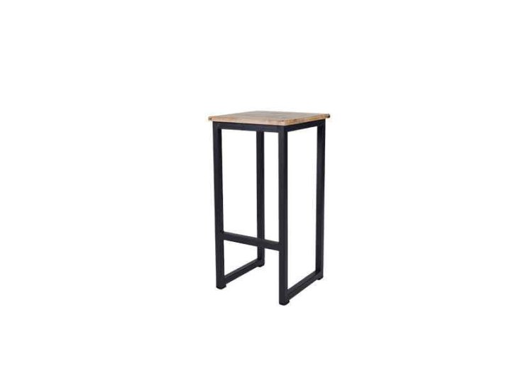 Wood Bar Stool - Black Chrome