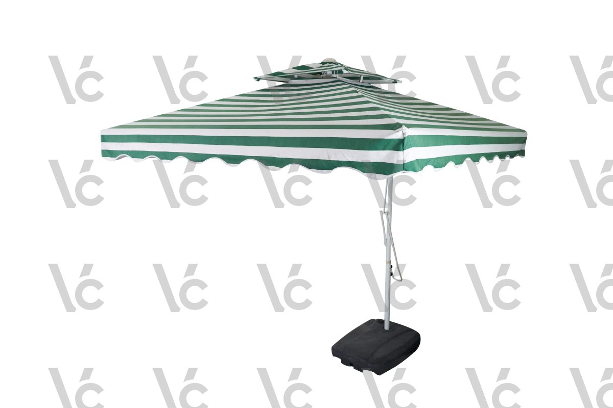 Garden Umbrella 7ft Arm Square Green & White
